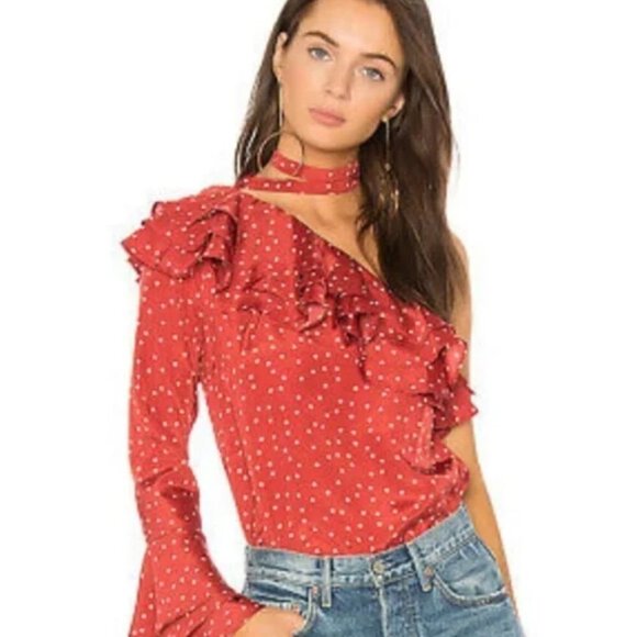 3 FOR $30 LOVERS + FRIENDS Stars One Shoulder Bell Sleeve Top Small - Picture 1 of 6